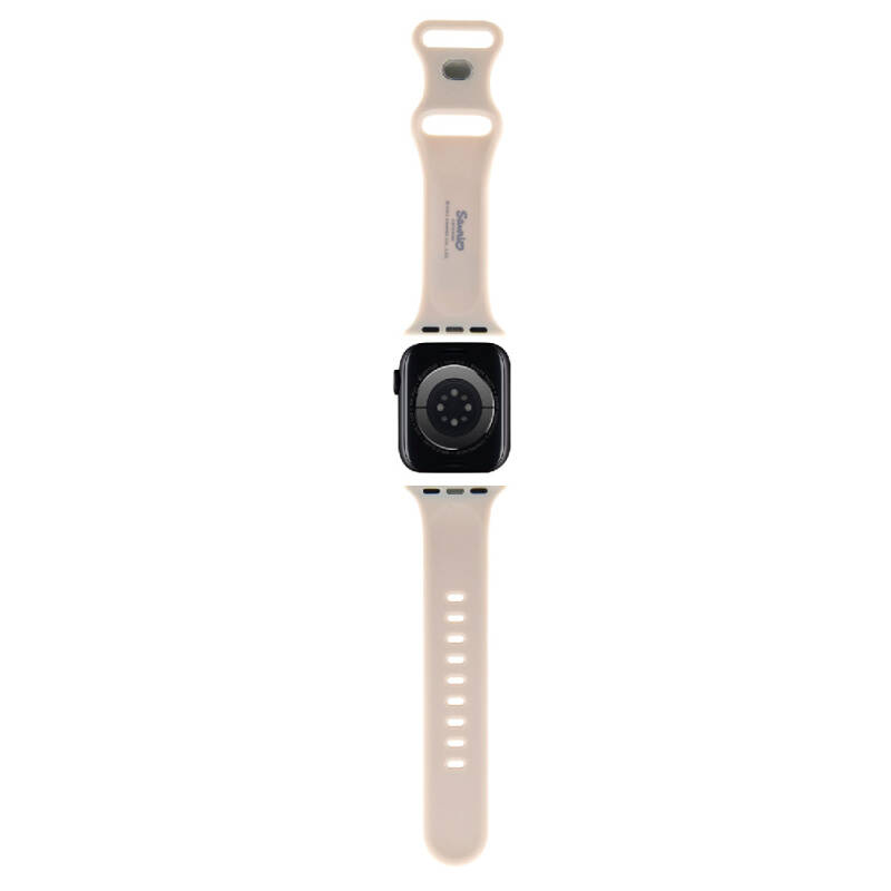 Apple Watch 7 41mm Hello Kitty Orjinal Lisanslı Yazı Logolu Fiyonk & Kitty Head Silikon Kordon - 18