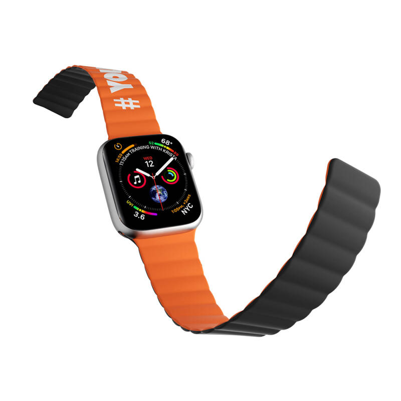 Apple Watch 7 41mm Kordon Youngkit Classical Magnetik Tak Çıkar Silikon Strap Kayış - 3