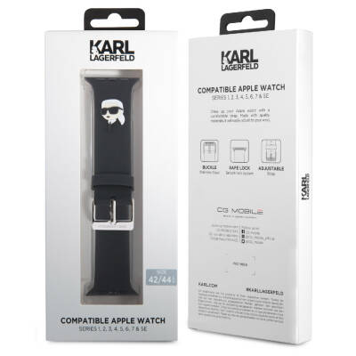 Apple Watch 7 45 mm Karl Lagerfeld Original Licensed Iconic Karl Head Logo Silicone Band - 9