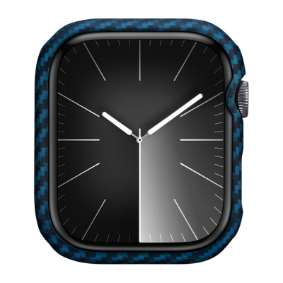 Apple Watch 7 45mm 600D Aramid Fiber Classic Serisi Black-Blue Twill Kasa Koruyucu Pitaka Air Case - 3