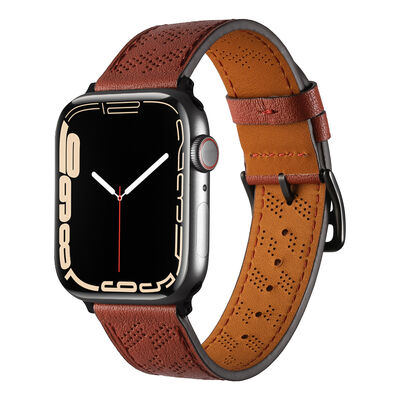 ​Apple Watch 7 45mm KRD-76 PU Leather Band Strap - 6