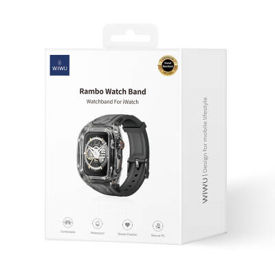 Apple Watch 7 45mm Wiwu Wi-WB013 Rambo Serisi 2in1 Şeffaf PC Kasa Koruyuculu Kauçuk Kordon - 14