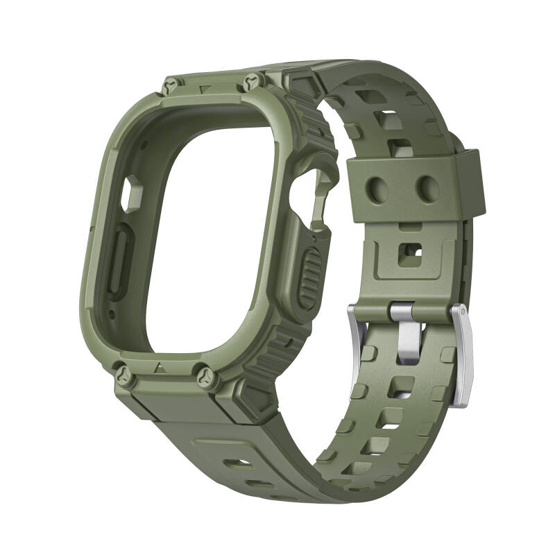 Apple Watch 7 45mm Wiwu Wi-WB014 Armor Serisi 2in1 Sert PC Kasa Koruyuculu Silikon Kordon - 7