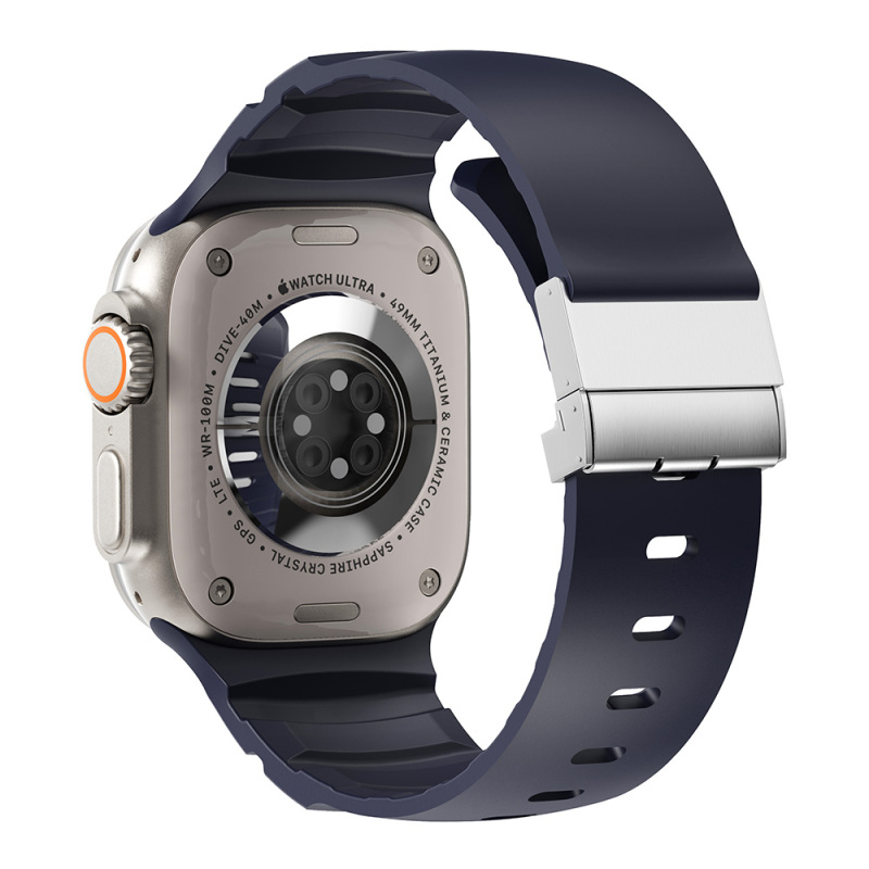 Apple Watch 7 45mm Zore KRD-145 Metal Tokalı Silikon Kordon - 1