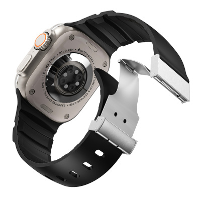 Apple Watch 7 45mm Zore KRD-145 Metal Tokalı Silikon Kordon - 10
