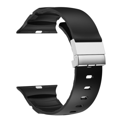 Apple Watch 7 45mm Zore KRD-145 Metal Tokalı Silikon Kordon - 11