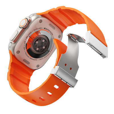 Apple Watch 7 45mm Zore KRD-145 Metal Tokalı Silikon Kordon - 18