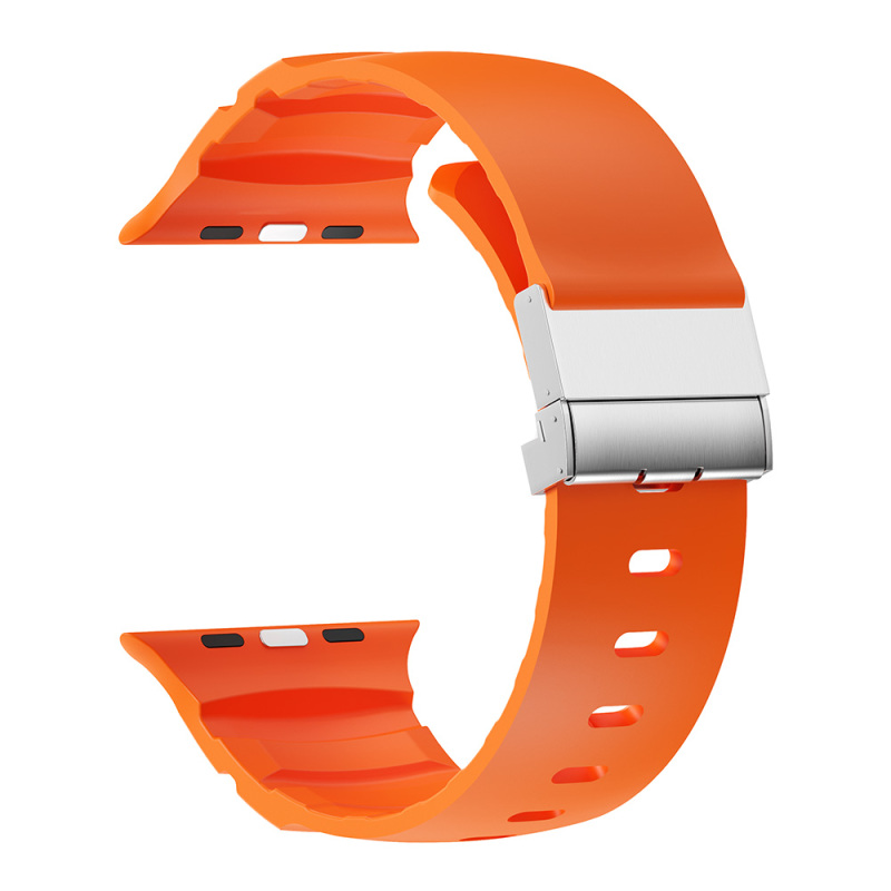 Apple Watch 7 45mm Zore KRD-145 Metal Tokalı Silikon Kordon - 19