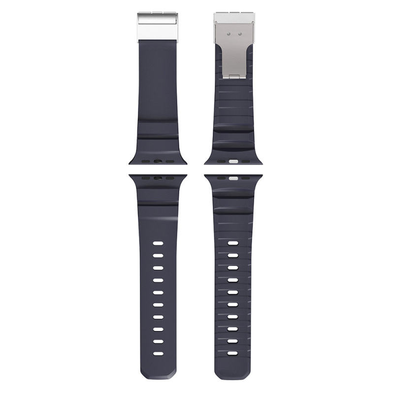 Apple Watch 7 45mm Zore KRD-145 Metal Tokalı Silikon Kordon - 25