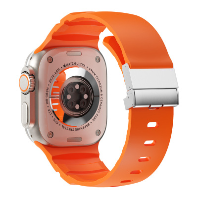 Apple Watch 7 45mm Zore KRD-145 Metal Tokalı Silikon Kordon - 4