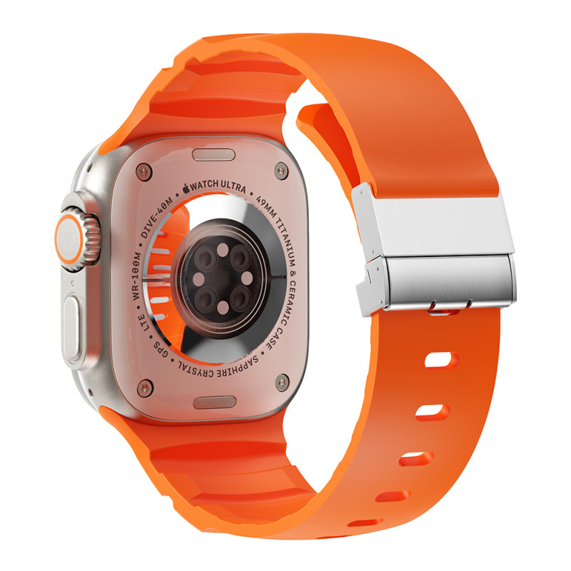 Apple Watch 7 45mm Zore KRD-145 Metal Tokalı Silikon Kordon - 4