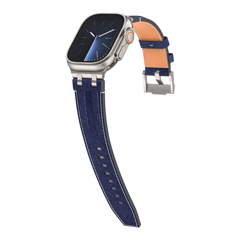 Apple Watch 7 45mm Zore KRD-153 Denim Fabric Design Band - 11