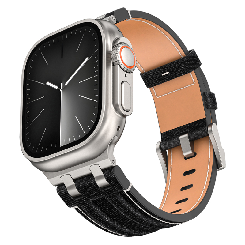 Apple Watch 7 45mm Zore KRD-153 Kot Kumaş Tasarımlı Kordon - 4