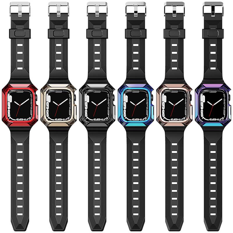 Apple Watch 7 45mm Zore KRD-88 Sert PC Kasa Koruyuculu Silikon Kordon - 3
