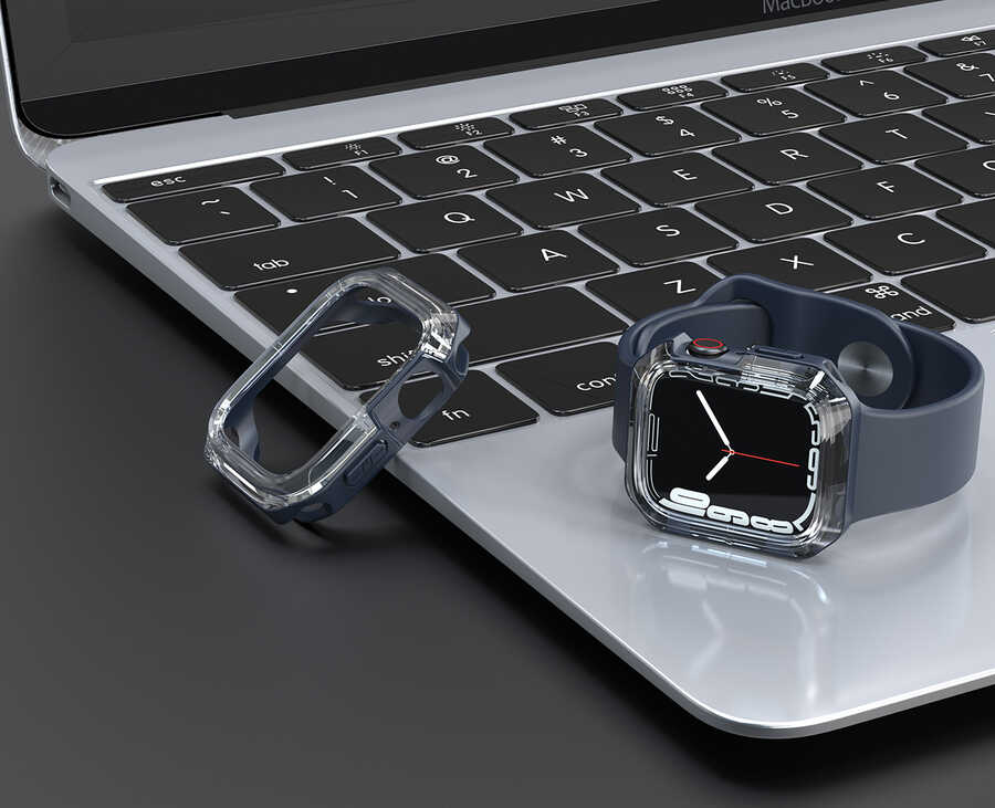 Apple Watch 7 45mm Zore Watch Gard 08 Sert PC + Silikon Koruyucu - 8