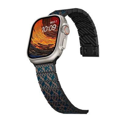 Apple Watch Series Compatible Aramid Fiber and Carbon Fiber Pitaka Dreamland ChromaCarbon Series Stairs Universal Band - 3