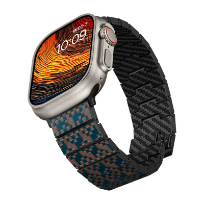 Apple Watch Series Compatible Aramid Fiber and Carbon Fiber Pitaka Dreamland ChromaCarbon Series Stairs Universal Band - 4