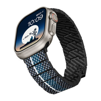 Apple Watch Series Compatible Aramid Fiber and Carbon Fiber Pitaka Poetry of Things ChromaCarbon Series Moon Universal Band - 7