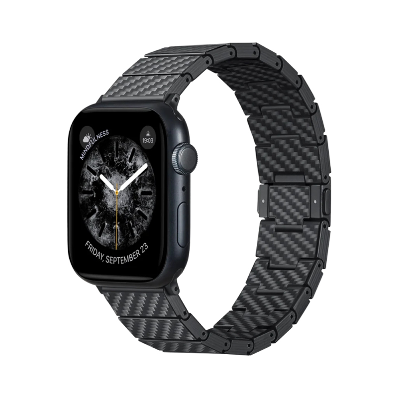 Apple Watch Series Compatible Carbon Fiber Pitaka Modern Series Black-Grey Twill Universal Band - 1