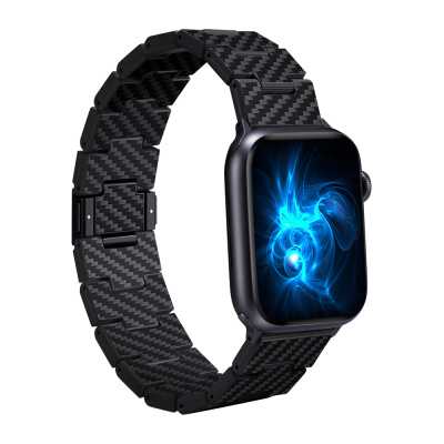 Apple Watch Series Compatible Carbon Fiber Pitaka Retro Series Black-Grey Twill Universal Band - 2