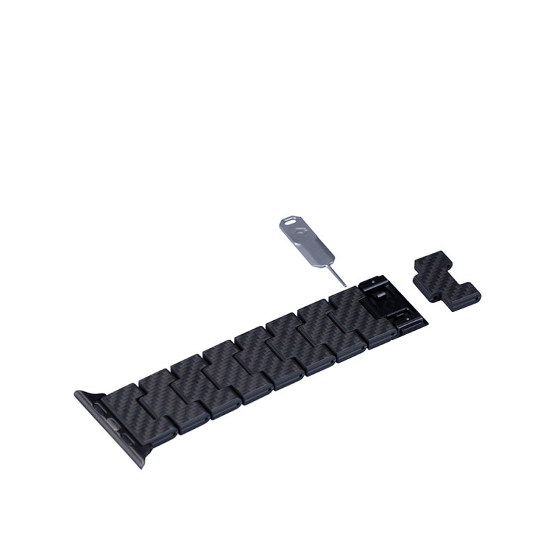 Apple Watch Series Compatible Carbon Fiber Pitaka Retro Series Black-Grey Twill Universal Band - 12