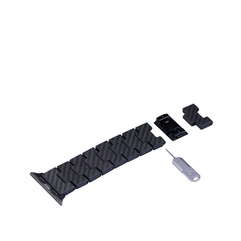 Apple Watch Series Compatible Carbon Fiber Pitaka Retro Series Black-Grey Twill Universal Band - 13