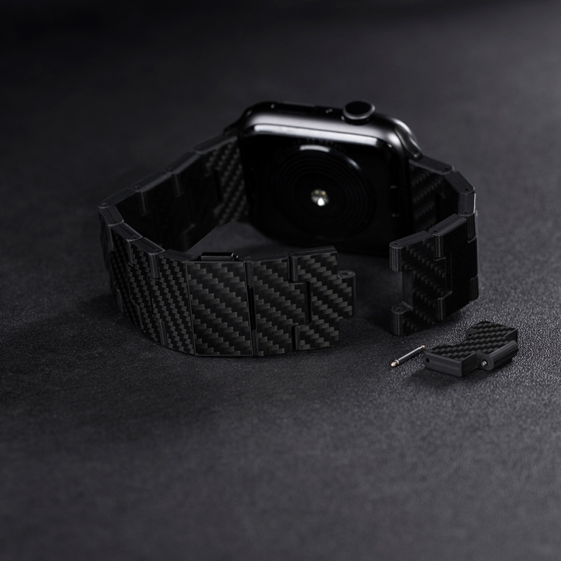 Apple Watch Series Compatible Carbon Fiber Pitaka Retro Series Black-Grey Twill Universal Band - 3