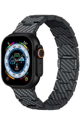 Apple Watch Series Compatible Carbon Fiber Pitaka Retro Series Black-Grey Twill Universal Band - 16