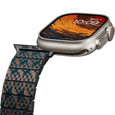 Apple Watch Serisi Uyumlu Aramid Fiber ve Karbon Fiber Pitaka Dreamland ChromaCarbon Serisi Stairs Universal Kordon - 9