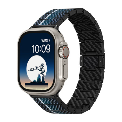 Apple Watch Serisi Uyumlu Aramid Fiber ve Karbon Fiber Pitaka Poetry of Things ChromaCarbon Serisi Moon Universal Kordon - 1