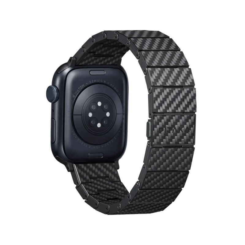 Apple Watch Serisi Uyumlu Karbon Fiber Pitaka Modern Serisi Black-Grey Twill Universal Kordon - 3