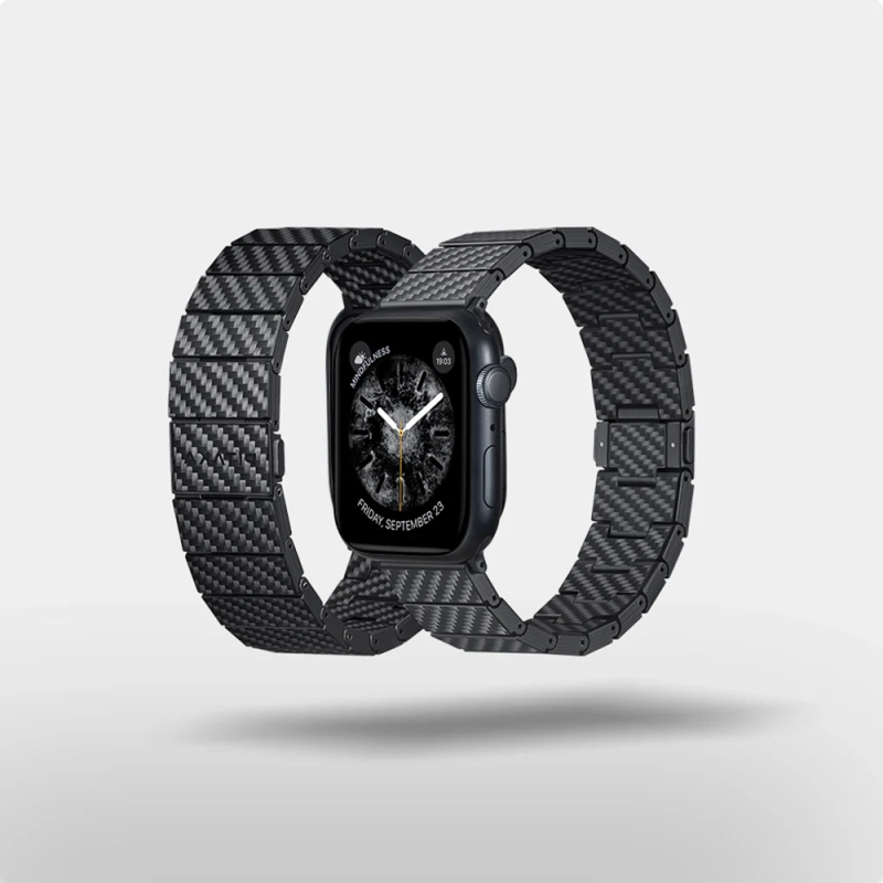 Apple Watch Serisi Uyumlu Karbon Fiber Pitaka Modern Serisi Black-Grey Twill Universal Kordon - 17