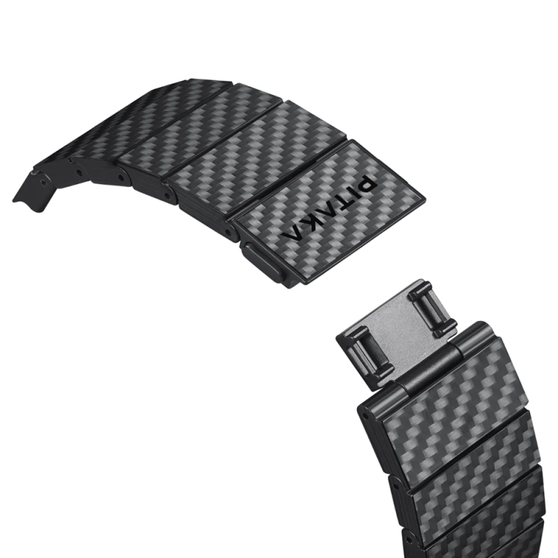 Apple Watch Serisi Uyumlu Karbon Fiber Pitaka Modern Serisi Black-Grey Twill Universal Kordon - 6