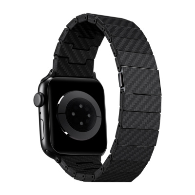 Apple Watch Serisi Uyumlu Karbon Fiber Pitaka Modern Serisi Black-Grey Twill Universal Kordon - 9