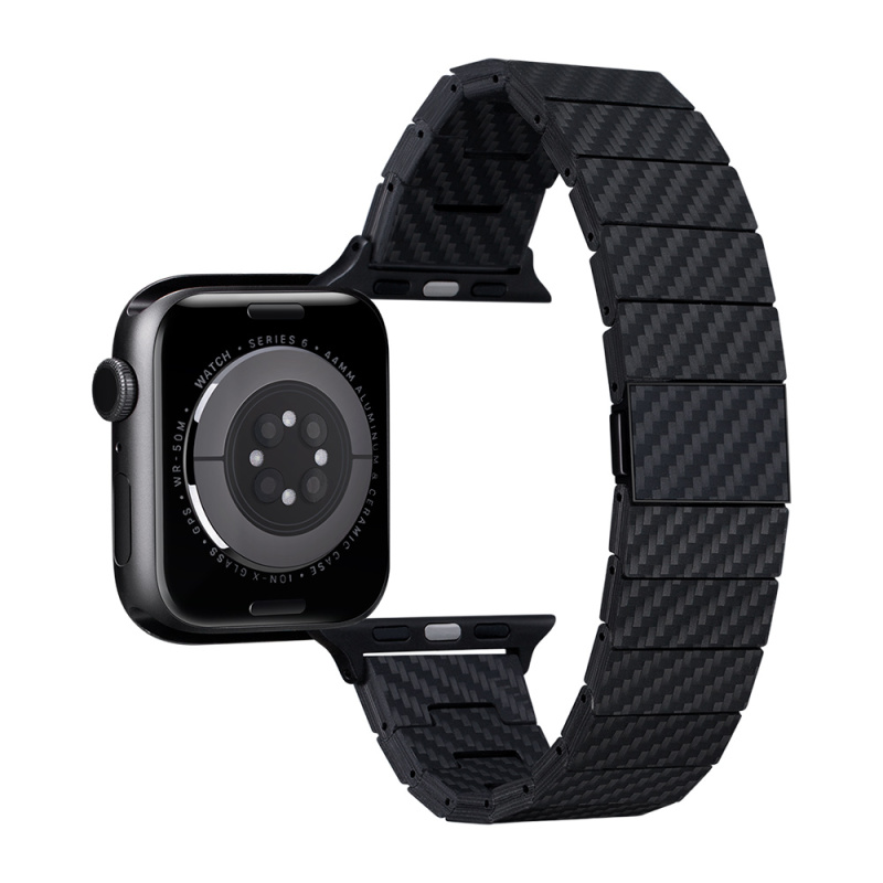 Apple Watch Serisi Uyumlu Karbon Fiber Pitaka Modern Serisi Black-Grey Twill Universal Kordon - 12