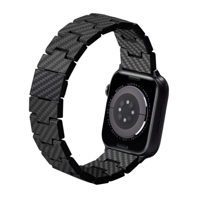 Apple Watch Serisi Uyumlu Karbon Fiber Pitaka Retro Serisi Black-Grey Twill Universal Kordon - 10