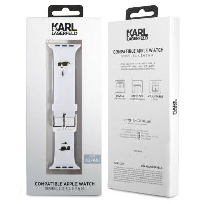 Apple Watch Ultra 49mm Karl Lagerfeld Officially Licensed Silicone Strap with Iconic Karl & Choupette Logo - 9