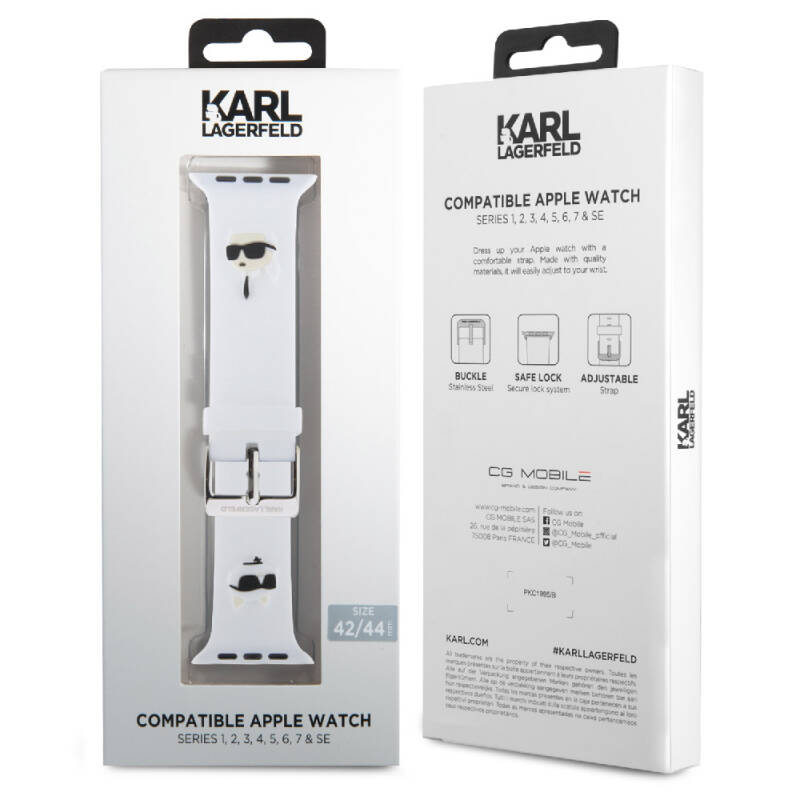 Apple Watch Ultra 49mm Karl Lagerfeld Officially Licensed Silicone Strap with Iconic Karl & Choupette Logo - 9