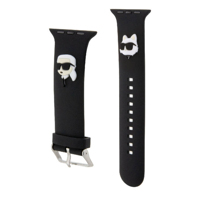 Apple Watch Ultra 49mm Karl Lagerfeld Orjinal Lisanslı İkonik Karl & Choupette Logolu Silikon Kordon - 4
