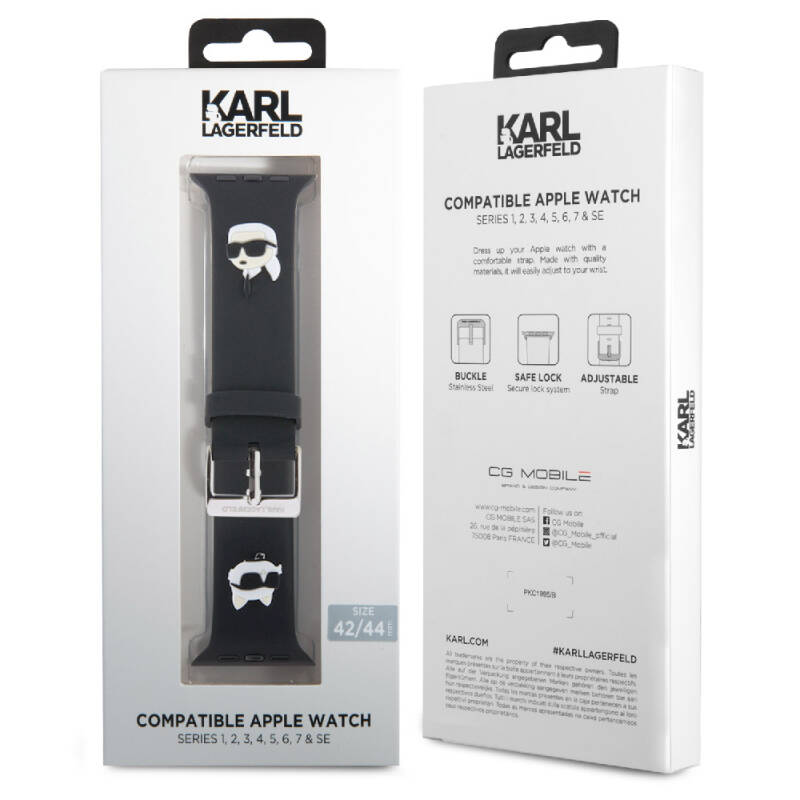 Apple Watch Ultra 49mm Karl Lagerfeld Orjinal Lisanslı İkonik Karl & Choupette Logolu Silikon Kordon - 5
