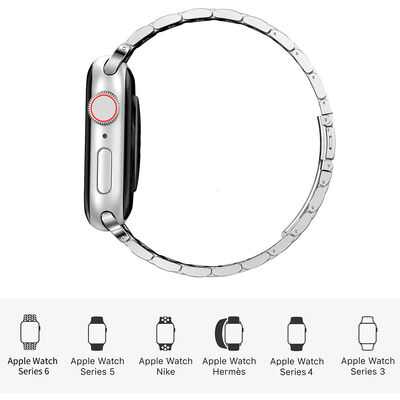 Apple Watch Ultra 49mm Kordon Wiwu Ultra Thin Steel Belt Three Beads Metal Strap Kayış - 7