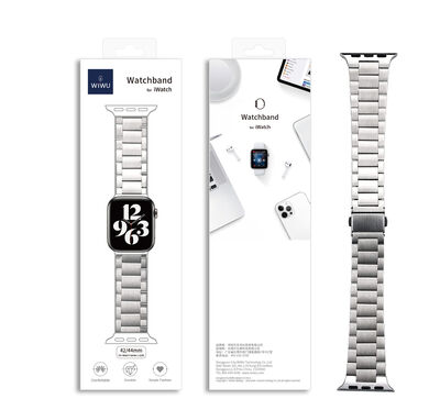 Apple Watch Ultra 49mm Kordon Wiwu Ultra Thin Steel Belt Three Beads Metal Strap Kayış - 9