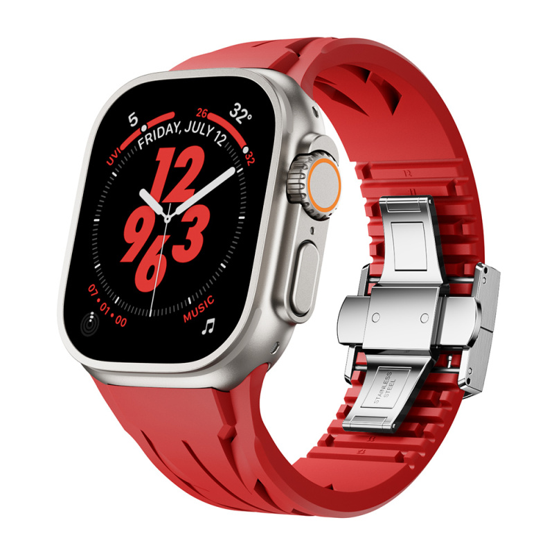 Apple Watch Ultra 49mm KRD-127 Metal Tokalı Silikon Kordon - 1