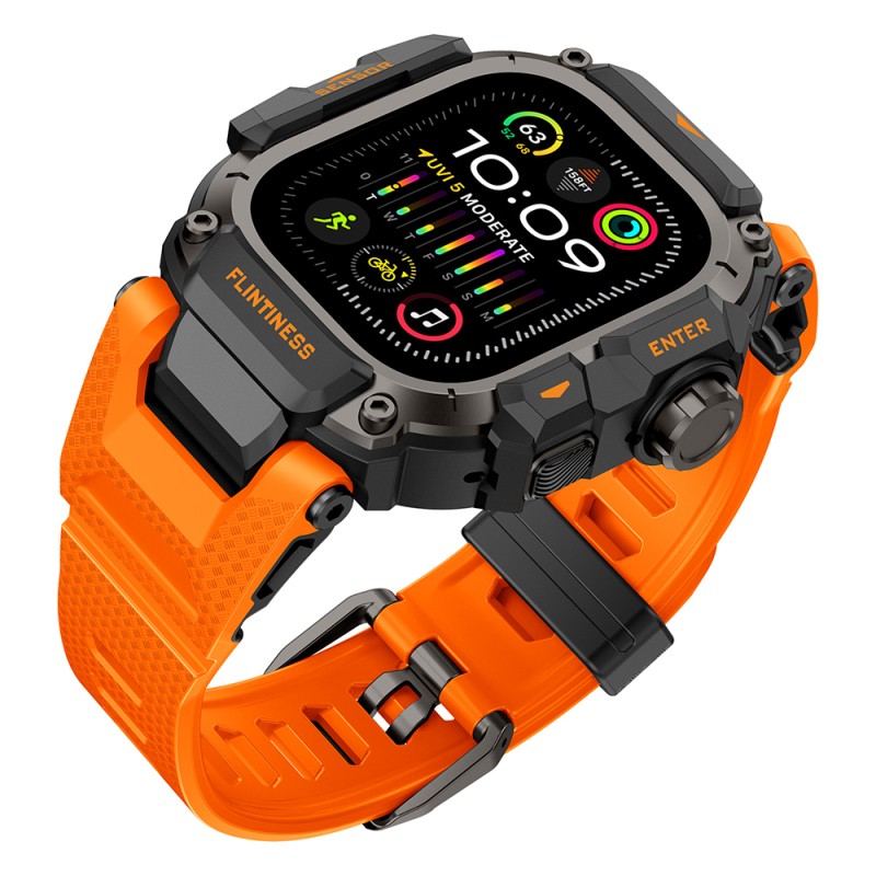 Apple Watch Ultra 49mm Mohseven iWatch Punk Fortress Series Silicone Strap with Case Protector - 6