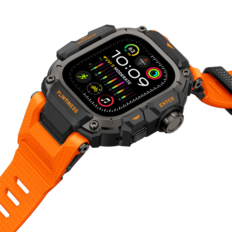 Apple Watch Ultra 49mm Mohseven iWatch Punk Fortress Series Silicone Strap with Case Protector - 16