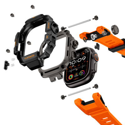 Apple Watch Ultra 49mm Mohseven iWatch Punk Fortress Series Silicone Strap with Case Protector - 25
