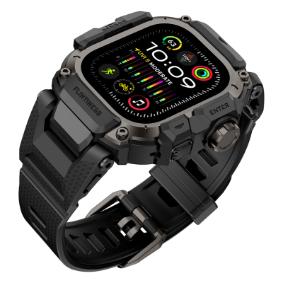 Apple Watch Ultra 49mm Mohseven iWatch Punk Fortress Series Silicone Strap with Case Protector - 7