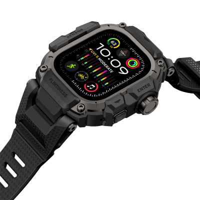 Apple Watch Ultra 49mm Mohseven iWatch Punk Fortress Series Silicone Strap with Case Protector - 14
