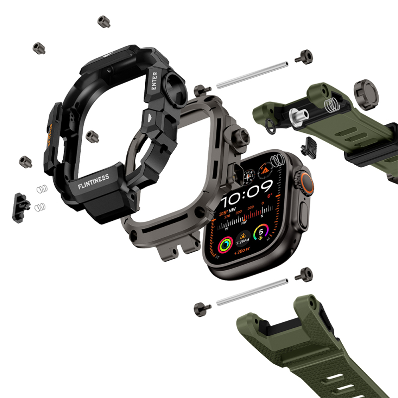 Apple Watch Ultra 49mm Mohseven iWatch Punk Fortress Serisi Kasa Koruyuculu Silikon Kordon - 27