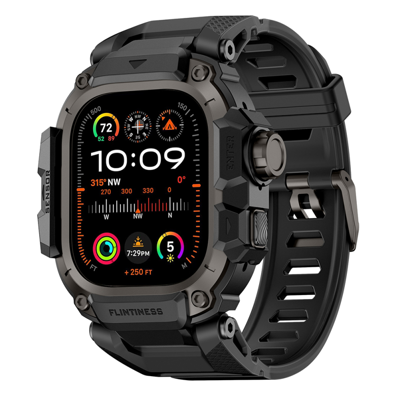 Apple Watch Ultra 49mm Mohseven iWatch Punk Fortress Serisi Kasa Koruyuculu Silikon Kordon - 2